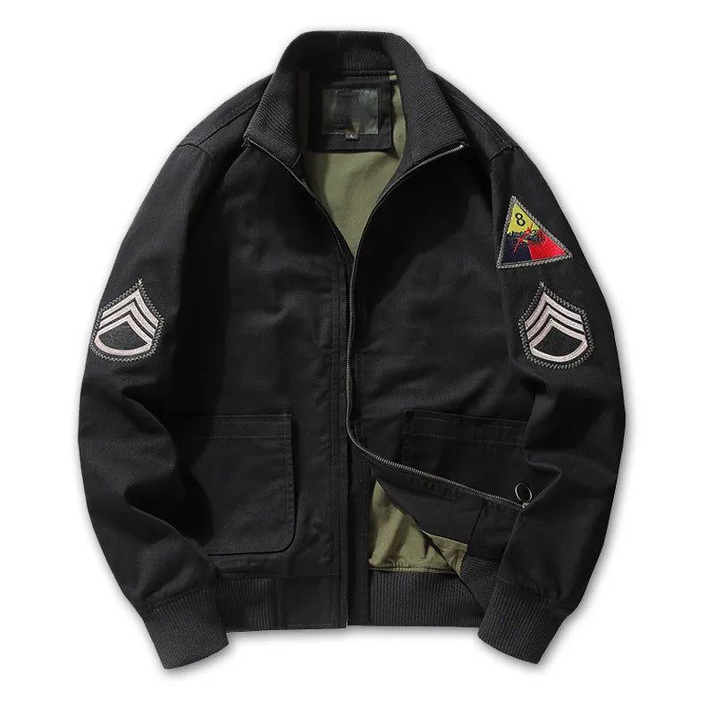 Olive Green Military Bomber Jacket - Urban Streetwear Aesthetic