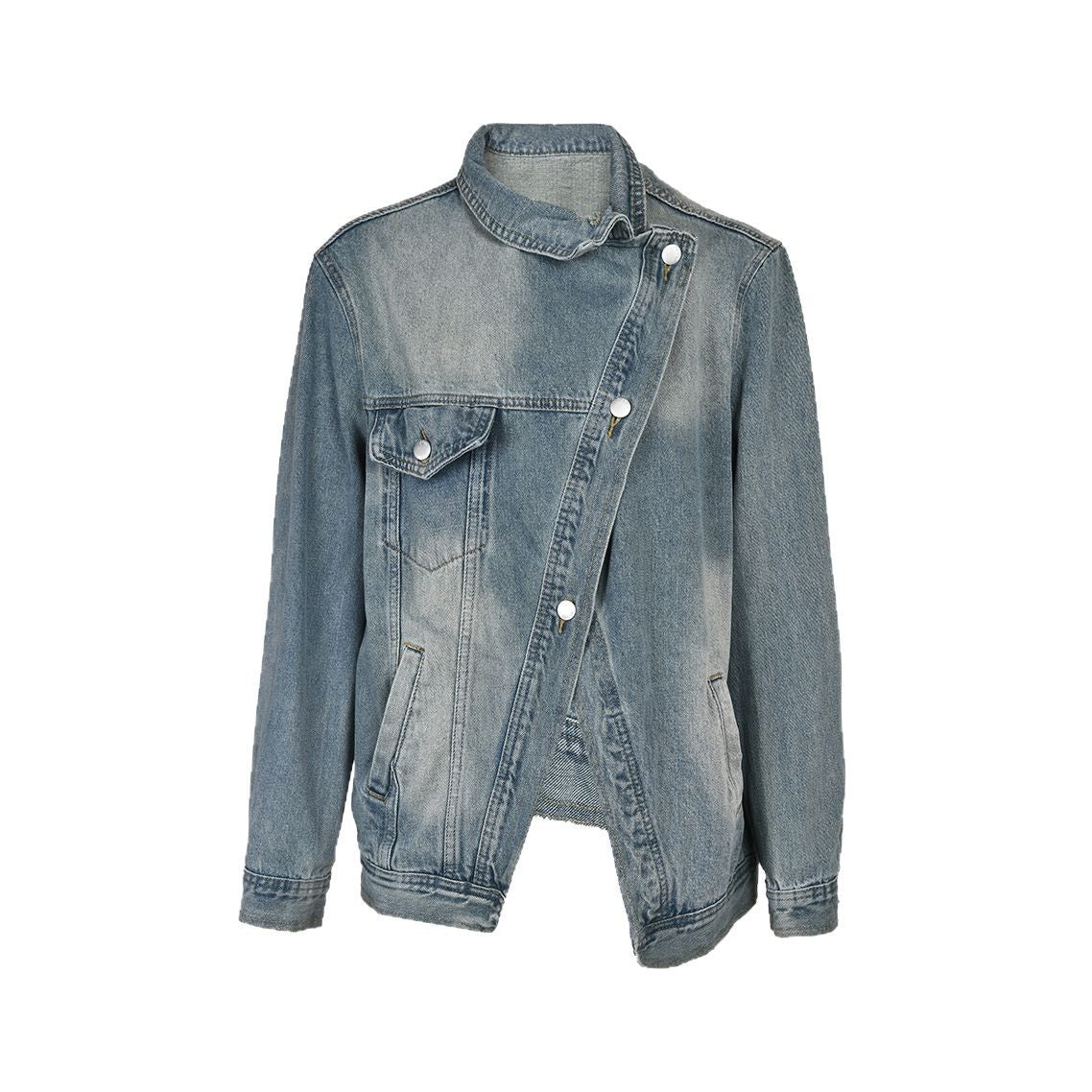Turtleneck Single Breasted Elegant Denim Jackets