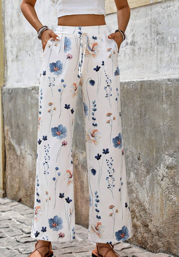 Fashion Casual Printed Loose Trousers – Relaxed Fit Cotton-Linen Pants