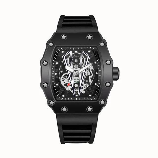 Mens Skull Dial Silicone Waterproof Analog Watches