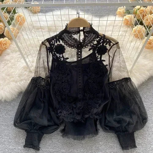 Puff Half Sleeve O Neck Leopard Blouse