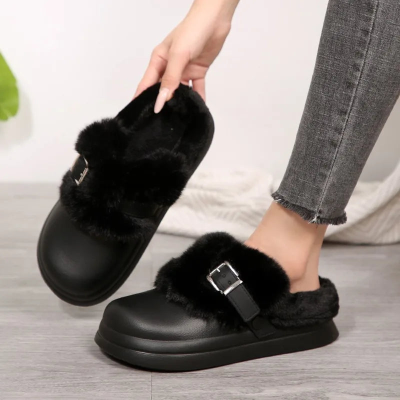 Womens Waterproof Plush Home Slipper