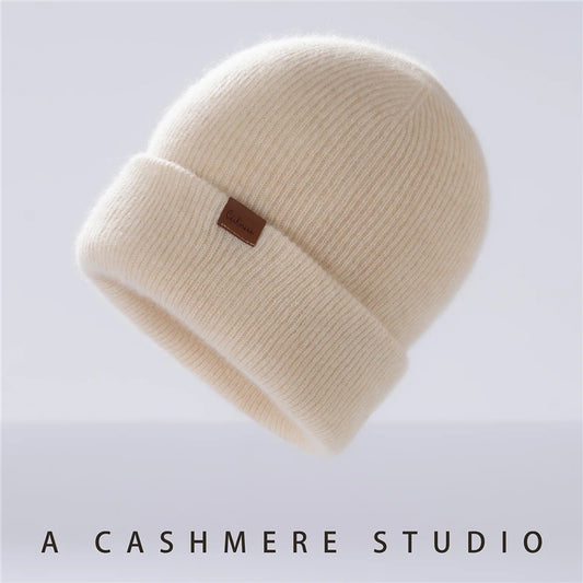 Womens Thick Knit Winter Hat Cozy Stylish Rainbow Lace Up Dome Cap Windproof Foldable