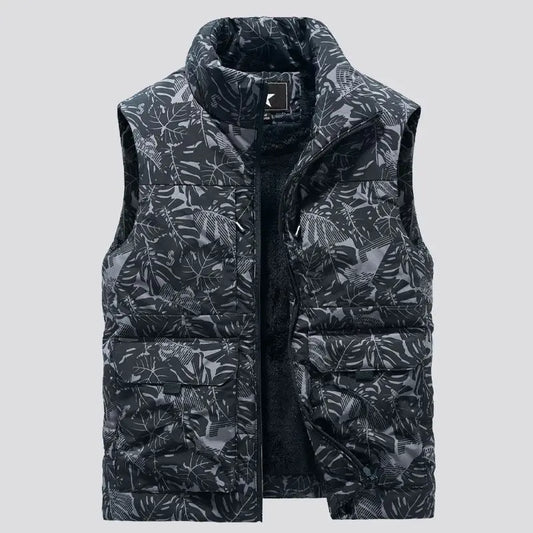 Mens Military Fleece Vest Multi Pocket Sleeveless Jacket For Winter Warmth In Black