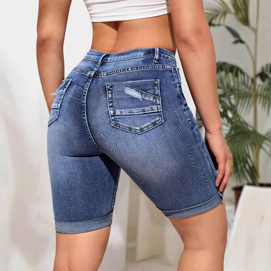 Summer 2024 High Waist Long Denim Shorts For Women