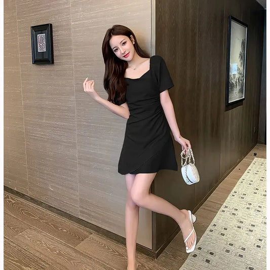 Fresh Summer Style Women V Neck Tapered Waist Dresses