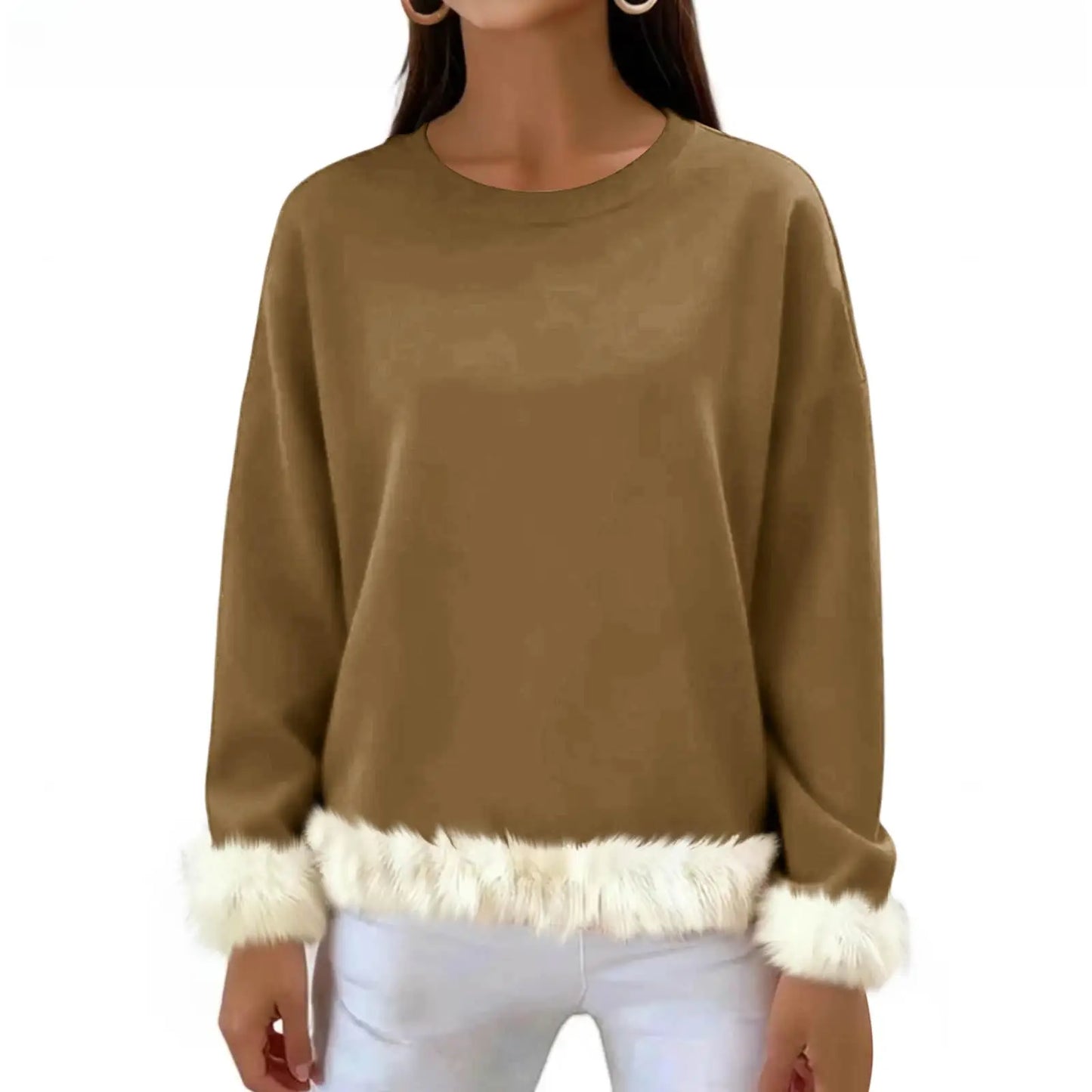 Women O Neck Casual Solid Color Sweaters