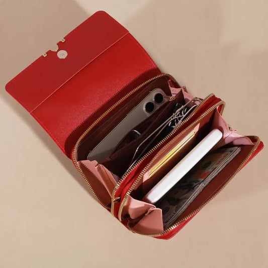 Womens Large Capacity Wallet Shoulder Bag Korean Style Multi Card Handbag