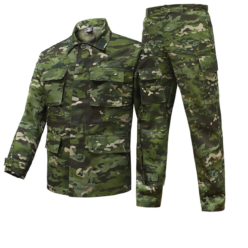 Mens Tactical 2 Piece Set Camouflage Military Hoodie Pants Combat Outdoor Training Uniform