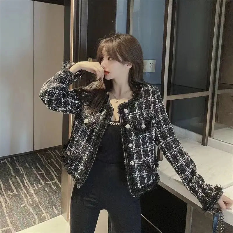 Black Cropped Tweed Jacket