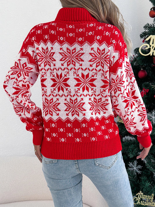 Womens Christmas Theme Turtleneck Oversized Sweaters