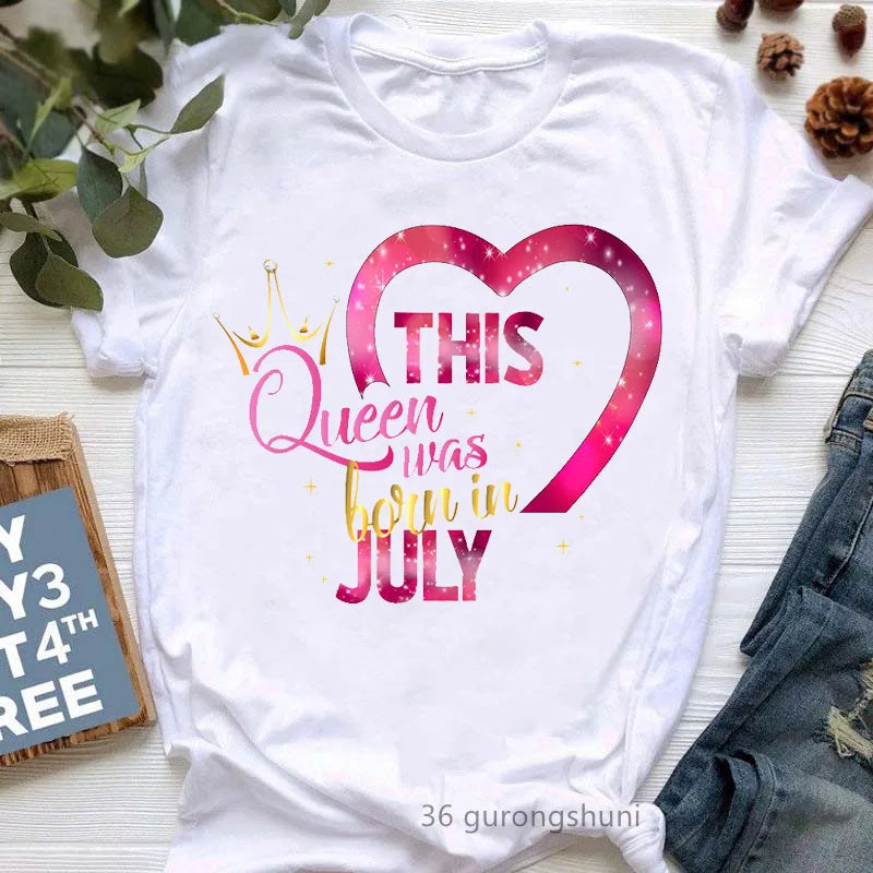 Queens Birthday Graphic Tee Womens Casual Fashion Round Neck T Shirt Short Sleeve Printed Top Harajuku Style