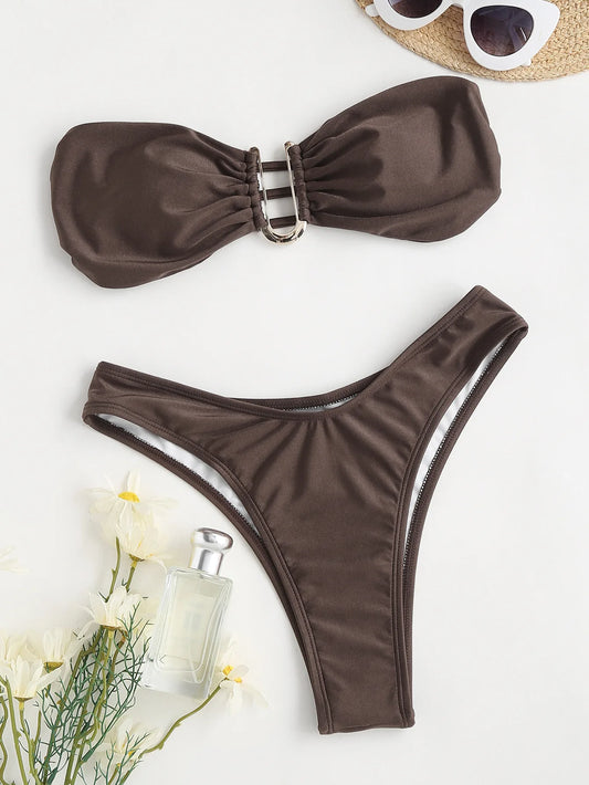 Shimmering Brown V-Bar Bikini Aesthetic