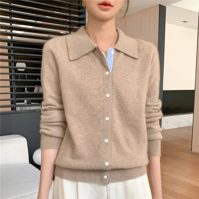 Casual Preppy Look - The Grey Collared Knit Cardigan