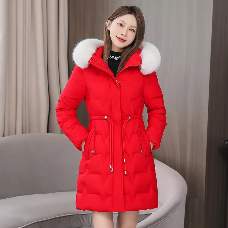Casual Warm Fur Outwear Womens Parka