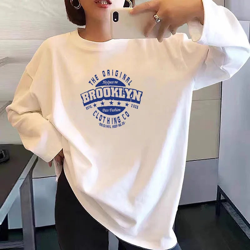 2025 Womens Hoodies Office Lady Loose Coat Korean Fashion Letter Printed Pullover Y2k Spring Sweatshirts