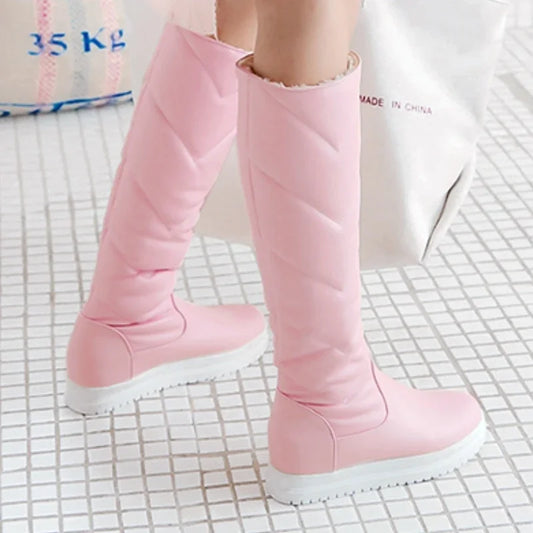 Warm Leather Snow Womens Knee High Boots Shoes