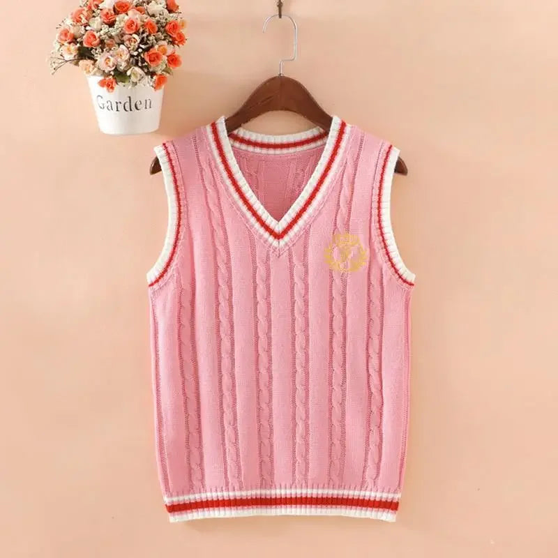 Preppy Dark Blue Cable Knit Sweater Vest