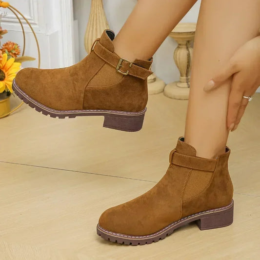 Winter Fashion Buckled Slip On Boots