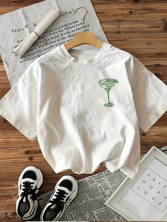 Summer Vacation Outfit - Trendy Margarita Cocktail Club Oversized Tee
