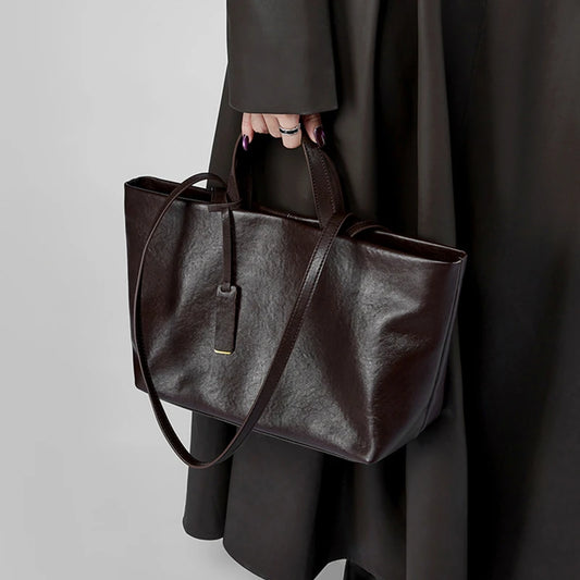 Designer Cowhide Genuine Leather Large Capacity Shoulder Bags