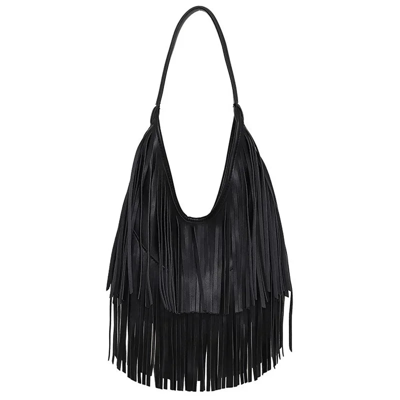 Womens Tassel Leather Tote Bag