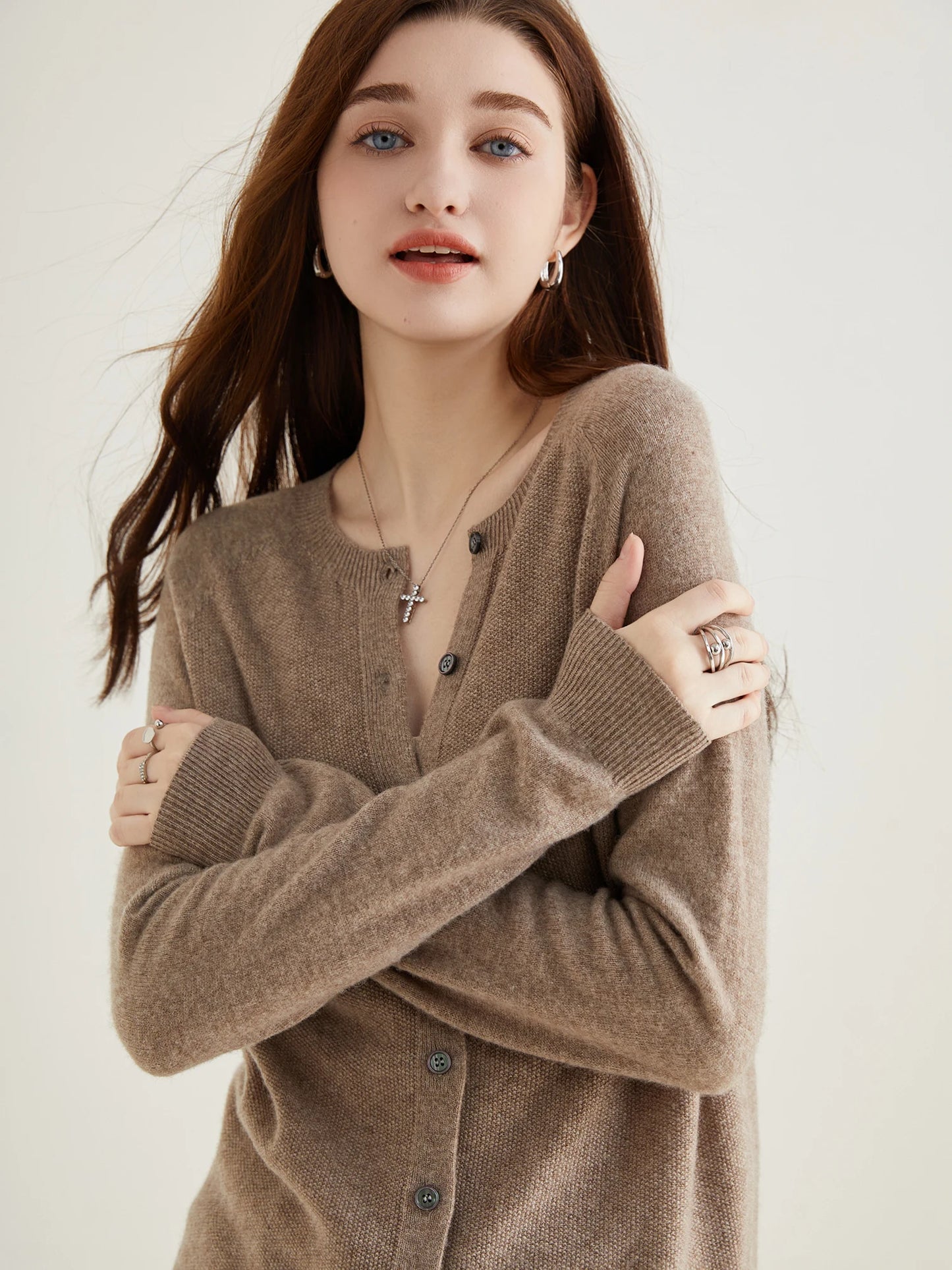 100% Merino Wool Knit Cardigan for Women – Timeless Vintage Style