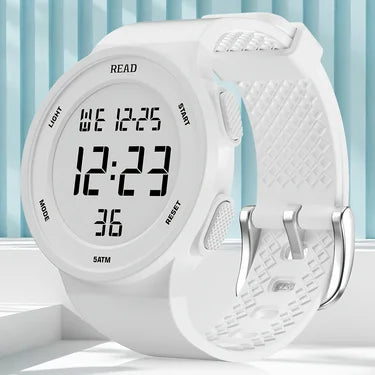 Minimalist Sporty Vibes - Trendy All-White Digital Watch
