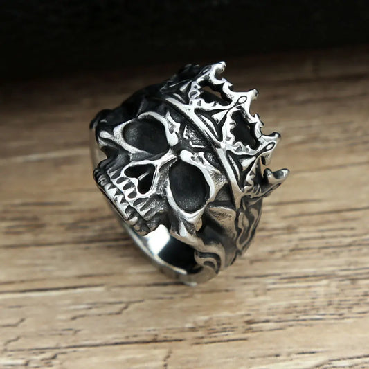 Vintage Gothic Crown Calvarium Skull Punk Rings