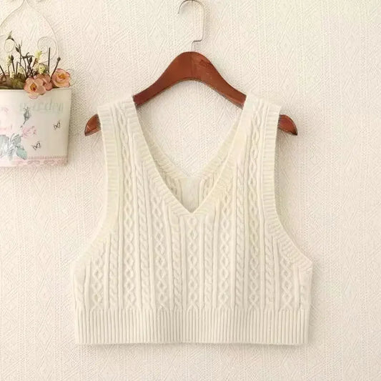 Womens Spring 2025 Rococo Revival Knitwear Set Long Sleeve Cropped Sweater Vest Korean Fashion