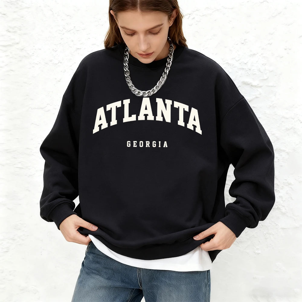 Womens Zip Up Closure Atlanta Manhattan Usa Printed Hoodies