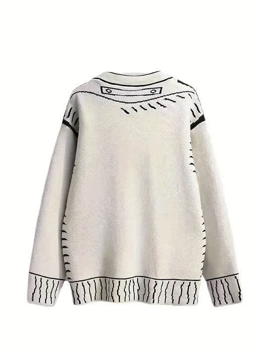 Womens Plus Size Loose Fit Knitted Winter Cardigan Sweaters