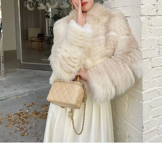 New Winter Fashion Beige Furry Jackets