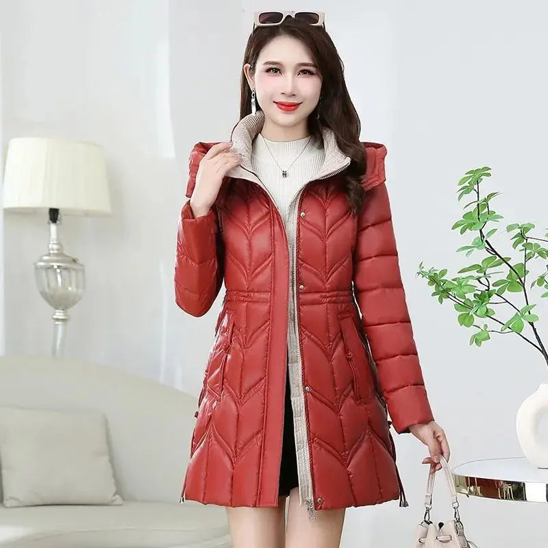 2025 New Winter Jacket Coats For Women Hooded Glossy Down Cotton Parka Warm Casual Padded Cotton Coat