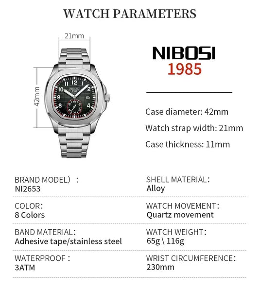 Mens 3bar Water Resistance Luxury Leather Band Watches