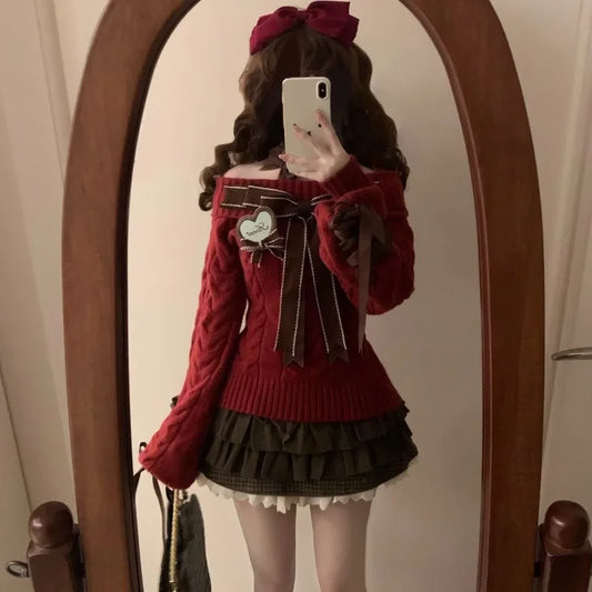 Autumn Winter Y2K Vintage Knit Stripes Sweater For Women Casual Loose Fit Long Sleeve Korean Fashion Pullover Jumper