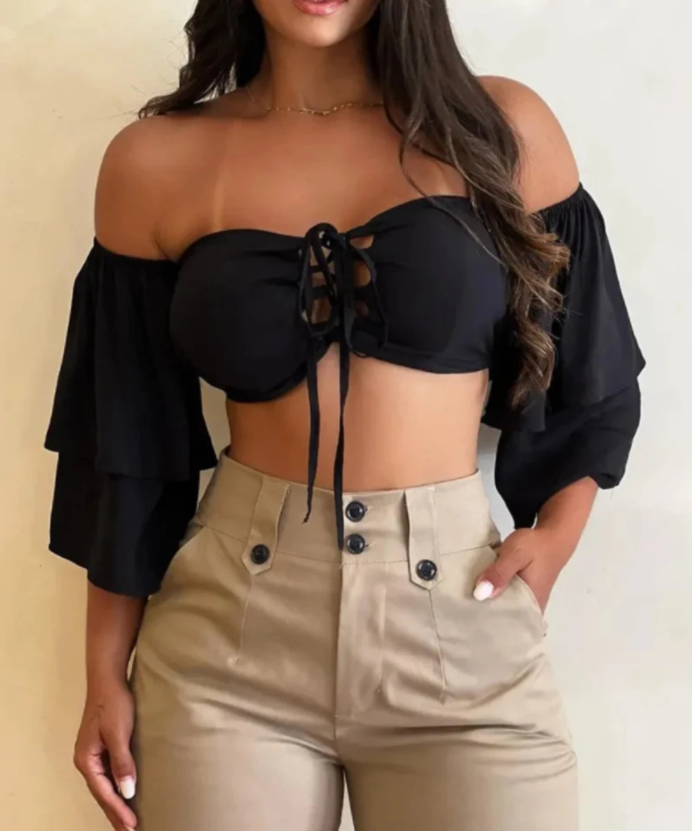 Button Fly Elastic Waist Capris