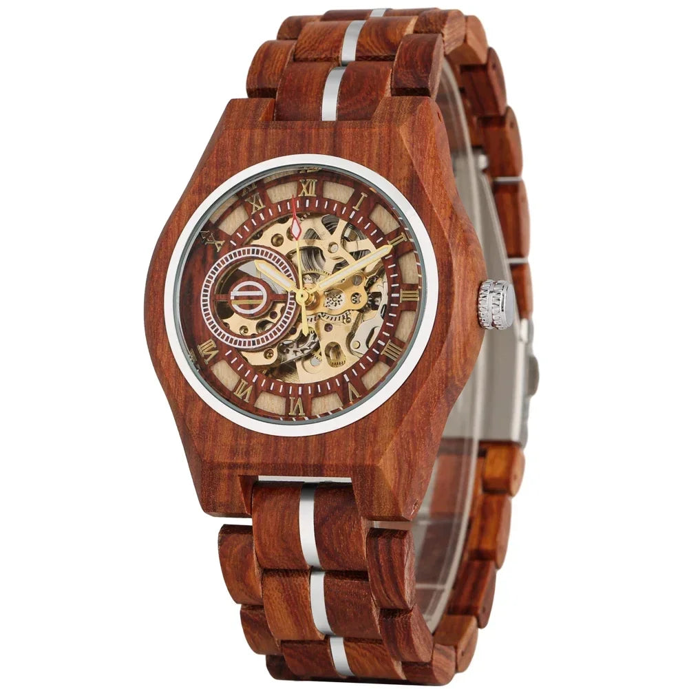 Mens Stylish Wooden Military Type Three Mini Display Watches