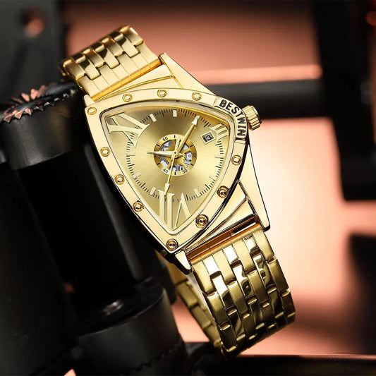 Triangle Frame Silicone Strap Luxury Quartz Men Watches