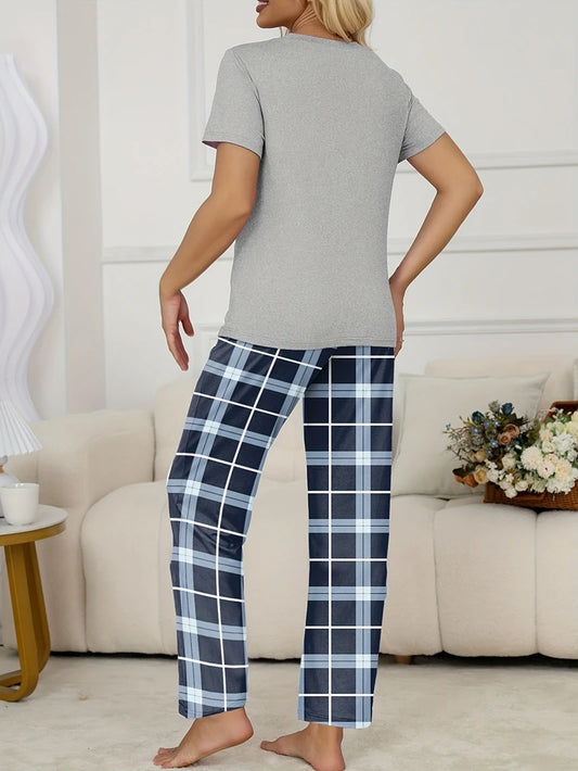 Fall Winter Pajama Set Casual Long Sleeved Top Wide Legged Shorts Comfortable Waffle Sleepwear Loungewear