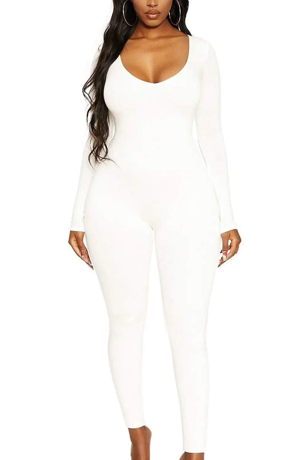 Women S Solid Black Gray Long Sleeve Skiing Jumpsuit Elastic High Fit Fashion Fitness Streetwear Slim Sport Romper