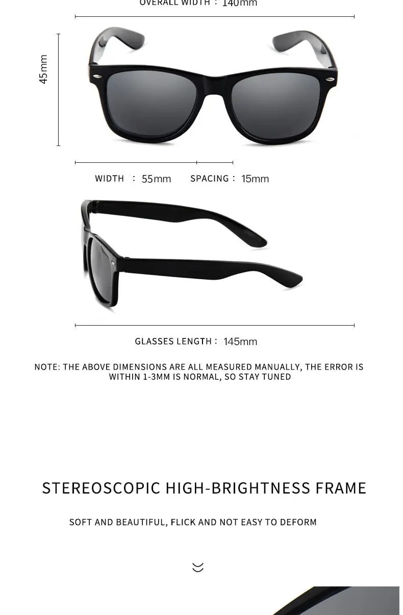 Timeless Cool: Classic Black Square Wayfarer Sunglasses