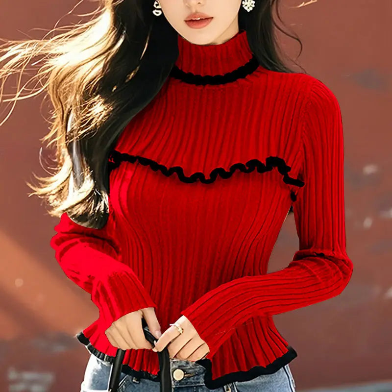 Women S Pullover Sweater Solid Round Neck Geometric Graphic Screw Thread Long Sleeve Knitted Undershirt Casual Office Lady Top