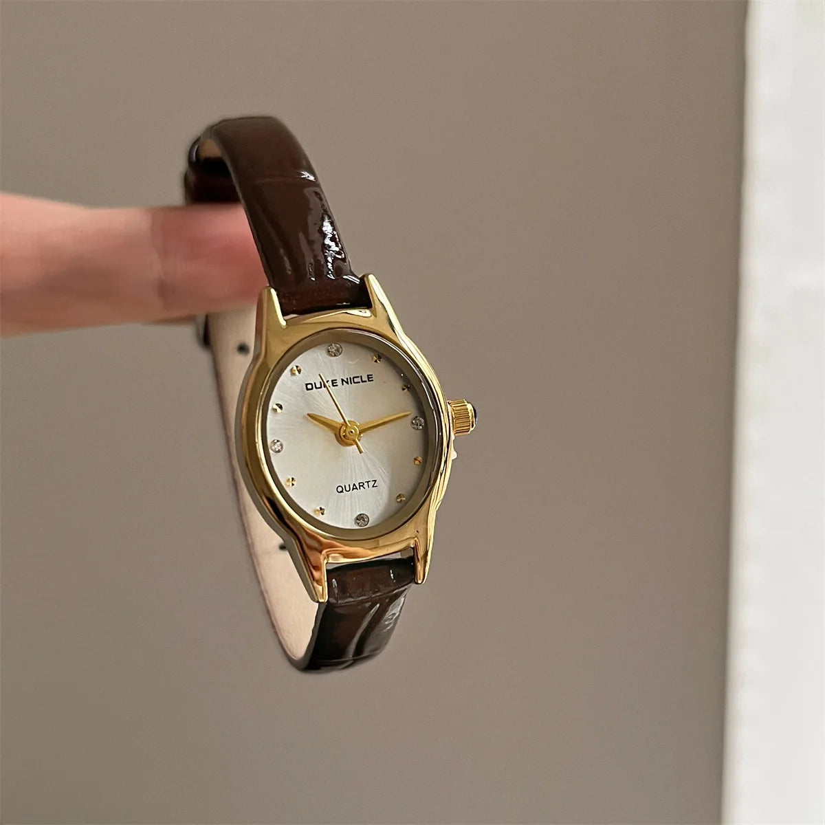 Leather Strap Gold Frame Watches