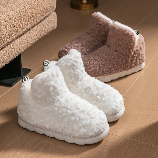 Womens Winter Cotton Snow Boots Keep Warm Outdoor Flat Heels Non Slip Soft Lightweight Down Footwear For Couples