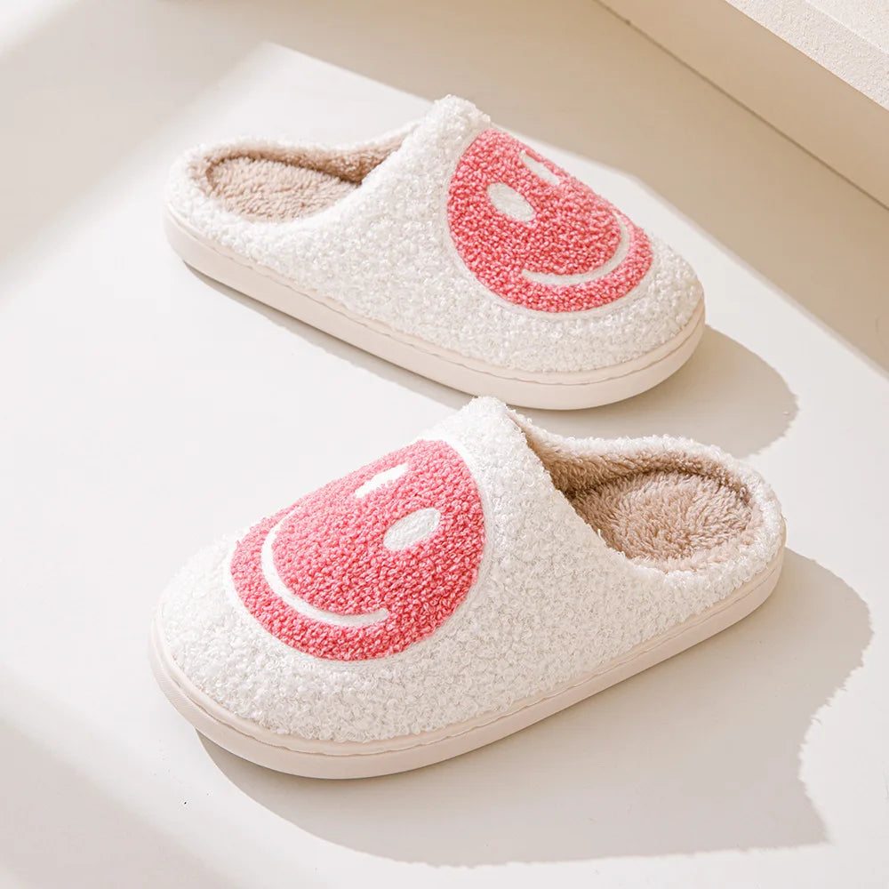 Womens Fluffy Emoji Faces Winter Slippers