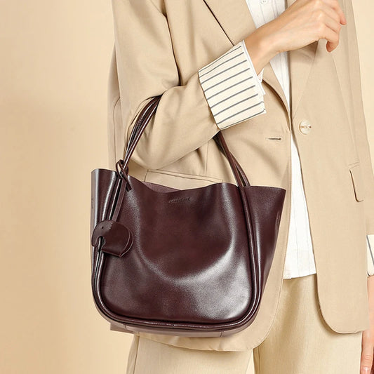 Casual Leather Brown Handbags