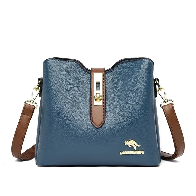 2025 New Pu Large Capacity Womens Tote Bag Fashion Contrast Color Single Shoulder Crossbody Handbag Stylish Lady Bag