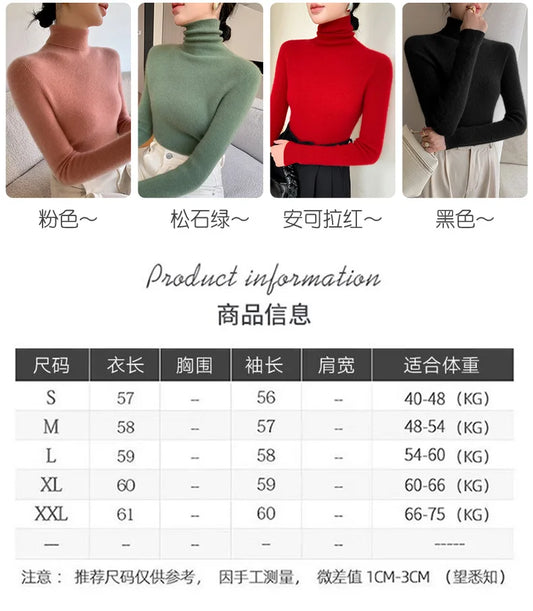 Thick Turtleneck Cashmere Sweater For Women 2025 Autumn Winter Knitwear Streetwear Tricot Jumper Pullover
