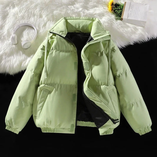 Plus Size Standing Neck Puffer Jackets